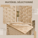 Paravent séparateur de pièce 4 panneaux 160 x170 cm avec 2 étagères, pliable, en bois