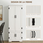 Buffet de cuisine armoire de cuisine contemporaine multi-rangements 2 placards 3 étagères MDF panneaux particules blanc