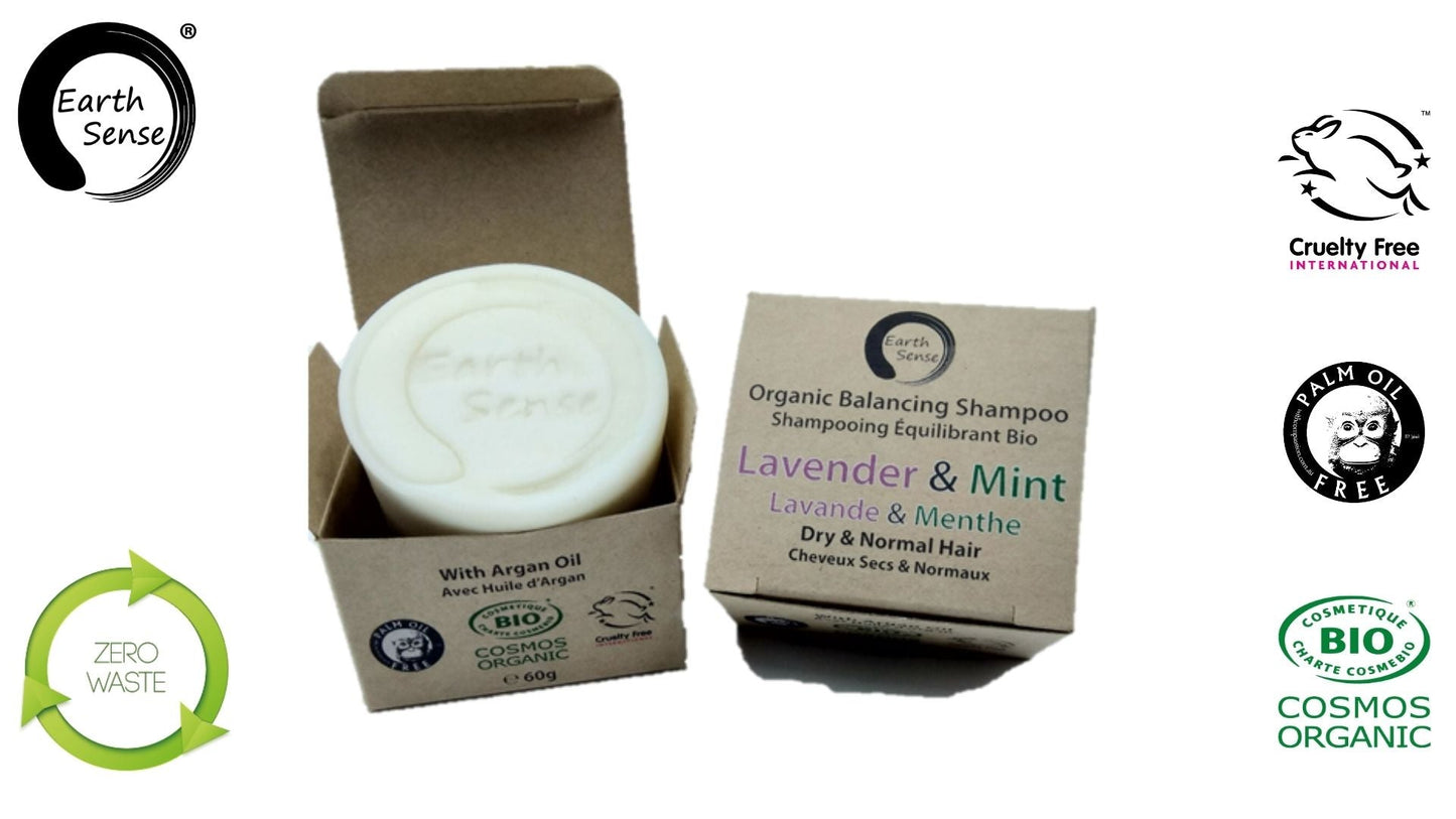Shampoing Solide Bio Certifié – Lavande & Menthe – Cheveux Secs & Tous Types 60g