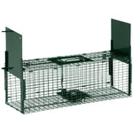 Piège Vivant Cage Attrape 60 x 18 x 20 cm Piège Fouine pour Martres, Rats, Souris - 2 entrées + poignée - métal vert