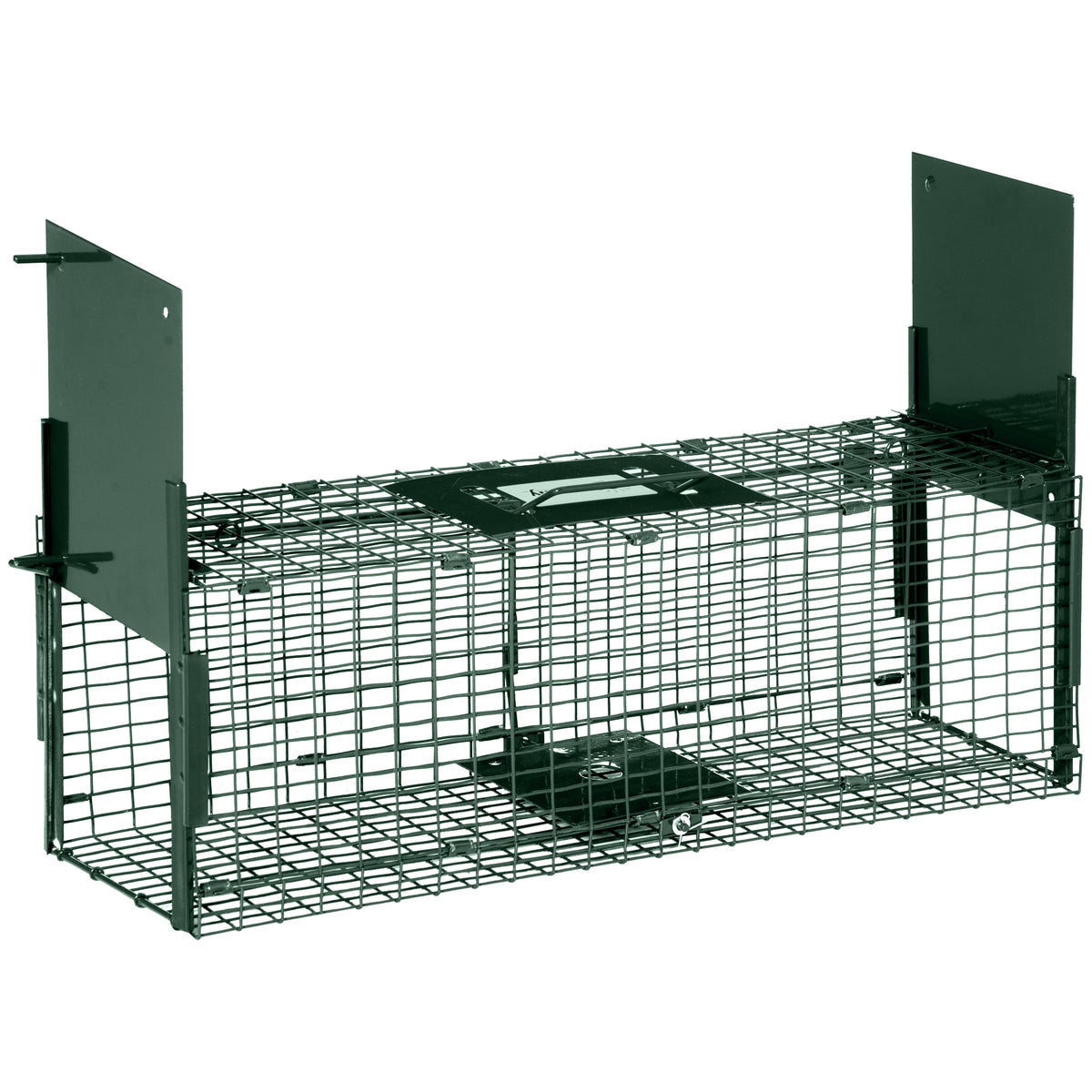 Piège Vivant Cage Attrape 60 x 18 x 20 cm Piège Fouine pour Martres, Rats, Souris - 2 entrées + poignée - métal vert