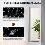 Miroir sur Pied Rectangulaire 160 x 50 cm, Cadre Texturé à Effet Pierre, Angle d'Inclinaison Réglable, Blanc