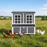 Poulailler en bois XL avec nichoir 3 compartiments tiroir amovible toit imperméable porte-rampe 100x86x100cm gris