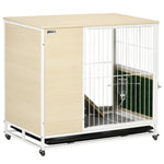 Cage à lapin clapier sur roulettes toit ouvrant plates-formes avec plateau amovible 78 x 52,5 x 76,5 cm naturel