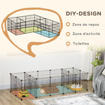 Lot de 2 enclos parc modulable pour petits animaux lapins rongeurs chiots 36 panneaux en fil d'acier 4 portes noir