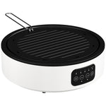 Plaque de cuisson et de barbecue 2 en 1 céramique, 2000 W, 4 niveaux puissance, chauffage infrarouge, blanc
