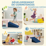 Parcours motricité bébé jouet d'escalade modulable 8 pièces housse lavable en velours 51 x 40 x 40 cm multicolore