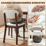 Ensemble table salle à manger avec 4 chaises table de cuisine avec chaises 4 personnes assise rembourrée noyer crème