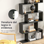 Bibliothèque étagère Zig zag Design Contemporain 80L x 23l x 192H cm 6 Niveaux Noir