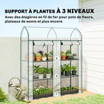 Serre de Jardin, Petite Serre de Balcon étagères 3 niveaux en Bâche PVC et Châssis Acier, 143 x 46 x 165 cm, transparent