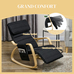 Fauteuil relax à bascule fauteuil allaitement avec repose-pieds réglable, poche latérale et appui-tête, noir