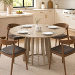 Tavolo da pranzo rotondo per 4-6 persone, Ø 120 x 75 cm, tavolo da cucina con robusta base a listelli, legno naturale