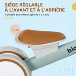 Draisienne vélo Enfant 4 roues selle réglable, guidon ergonomique alliage alu. PP, enfant 1 à 3 ans - Gris Marron vert