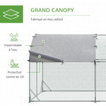 Grande voliera per polli 10,64 m² recinto recintato tetto anti-UV porta bloccabile 2,8 x 3,8 x 1,97 m argentato