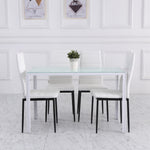 Lot de 4 chaises de salle à manger chaises de cuisine avec dossier haut pieds en métal et tissu en lin 41x50x97cm blanc