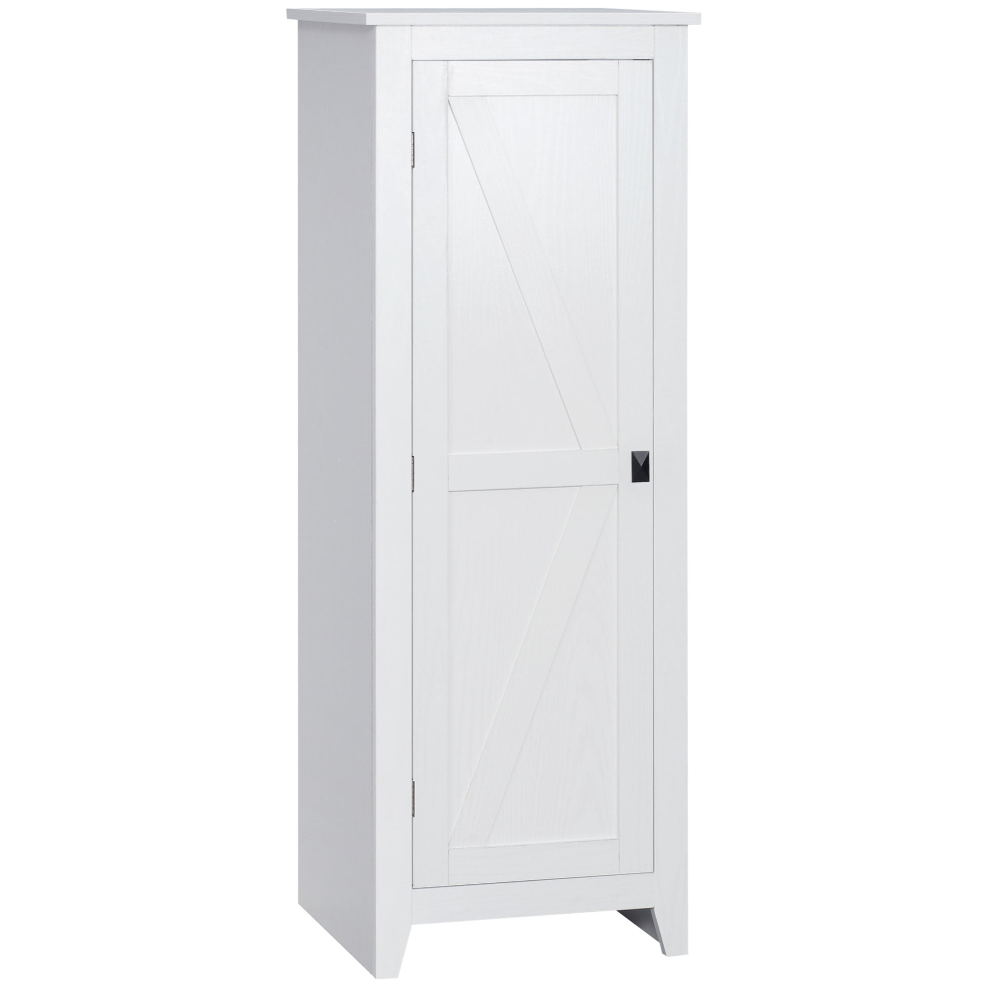 Freestanding Storage Cabinet, Kitchen Buffet, Bathroom Storage Unit, Space-Saving, Classic Style with 2 Adjustable Shelves - Height 120 cm, White Wood