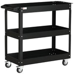 Chariot desserte d'atelier acier 3 plateaux sur roulettes avec poignée charge max. 150 kg 83 x 35,3 x 76 cm acier noir-0