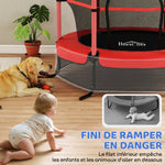 Trampoline Enfant Ø 1,63 × 1,9H m Filet de sécurité Porte zipée Couvre-Ressorts 6 poteaux rembourrés Inclus Rouge