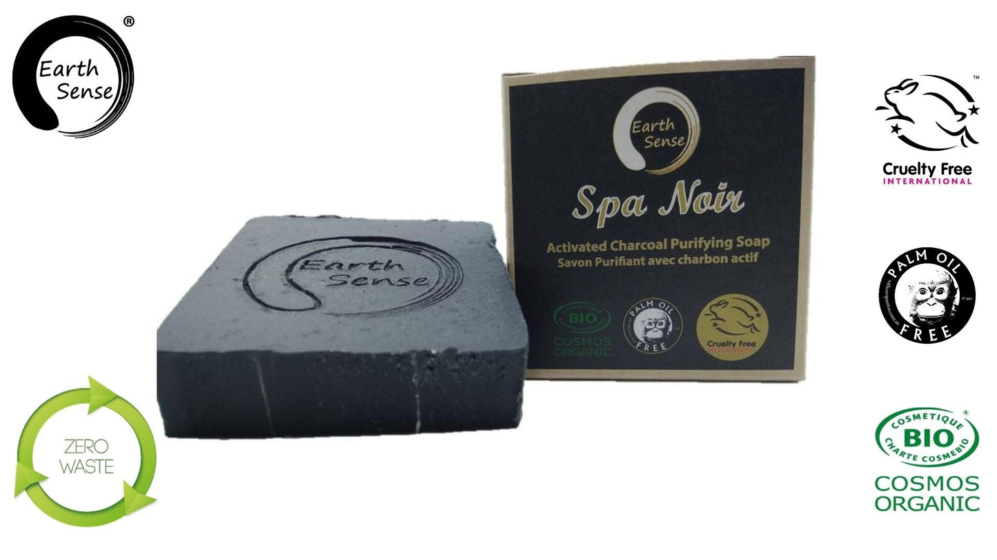 Savon Solide Bio Certifié Spa Noir – Charbon Activé & Menthe 90g