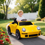 Voiture électrique enfants, véhicule électrique 12V, télécommande 2,4G, phares, musique, klaxon, 103 x 55 x 44 cm, jaune