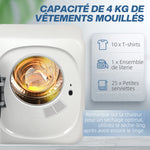 Sèche linge à évacuation électrique 800 W 4 Kg avec 5 modes de séchage, cuve en acier inoxydable, charge frontale