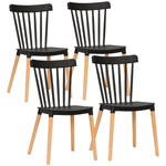 Lot de 4 chaises style scandinave dossier haut assise en polypropylène pieds en hêtre 48 x 52,5 x 83 cm noir