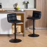 Lot de 2 tabourets de bar, chaises de bar réglable en hauteur avec assise pivotant en PU 44 x 45 x 85-106 cm noir