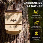 Set di 3 casette per pipistrelli in legno, rifugio per pipistrelli con piattaforma scanalata 23 x 9,5 x 36,5 cm, legno naturale