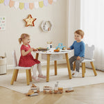 Ensemble 1 table ronde, 2 chaises pour enfant 3 pièces, dossier en forme d'ours, activités, bricolage, repas, 3-6 ans