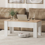 Tavolino da salotto sollevabile, tavolo con vano nascosto, stile moderno, per soggiorno, ufficio, 100x50x45cm, bianco