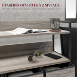 Meuble de rangement commode 7 tiroirs en tissu pliables et amovibles étagères ouvertes, gris