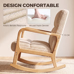 Schommelstoel met Voetensteun, Rocking Chair van Boucléstof, Houten Poten, 64,5 x 82 x 89 cm, Beige