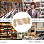 Casier à bouteilles pour 36 bouteilles, étagère à vin avec 3 niveaux modulable, 114×28×42,5cm, bois naturel