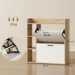 Meuble à chaussures 15 paires, armoire à chaussures moderne avec 2 tiroirs rabattables, 83x24x90,5cm, effet bois naturel