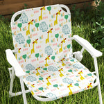 Ensemble salon de jardin extérieur enfant 4 pièces, motif éléphant et girafe, parasol réglable Ø 100 cm, chaise pliable