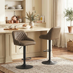 Lot de 2 Tabourets de Bar, Tabourets Hauts Cuisine avec Siège Pivotant et Hauteur Réglable, Marron Foncé