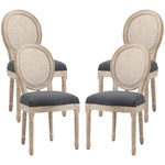 Lot de 4 chaises de Salle à Manger - Chaise de Salon médaillon Style Louis XVI - Bois Massif sculpté, patiné