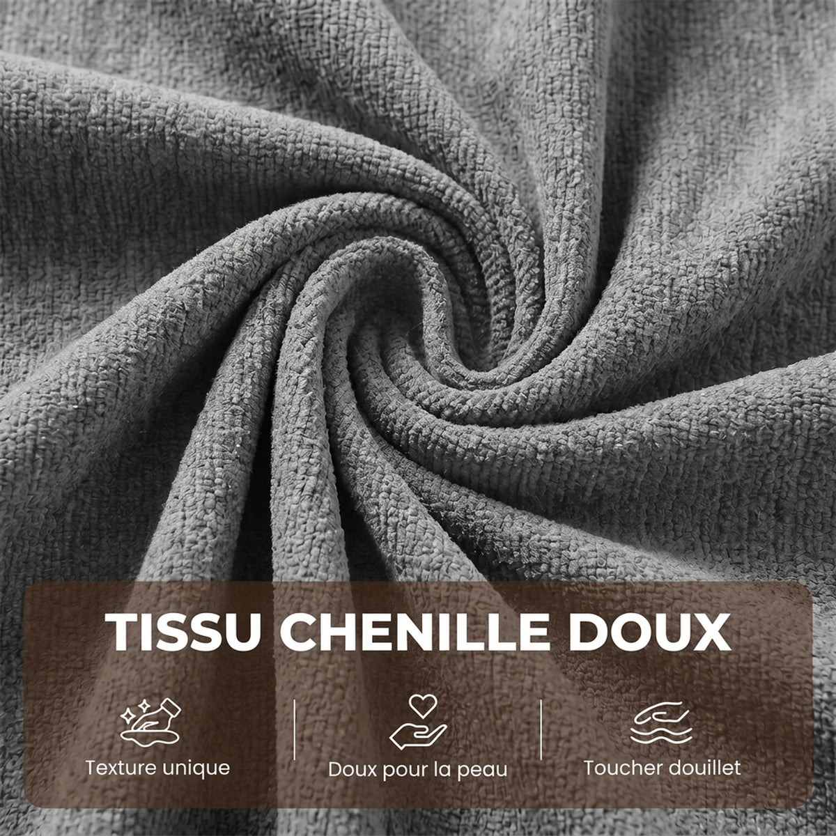 Canapé Convertible 3 Places Compressé 5 en 1, Canapé-Lit en Chenille 205cm, Assise Profonde, 2 Coussins, Gris-6