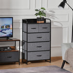Commode Meuble de Rangement 5 tiroirs Pliables en Tissu 58 x 29 x 99 cm Gris