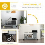 Clapier cage à lapins rongeurs sur roulettes 2 portes verrouillables - dim. 108L x 58l x 73,5H cm - bois massif