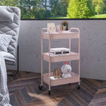 Desserte chariot de rangement en acier chariot de service à roulettes 3 plateaux ajourés 45 x 30,6 x 79 cm rose