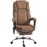Vibrating and Heated Massage Office Chair, Ergonomic Printed Velvet Desk Chair, Reclining Backrest, Brown