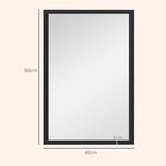 Miroir mural rectangulaire 60 x 40 cm, cadre en bois noir, idéal pour la salle de bain, salon ou chambre