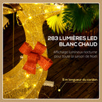3 cerfs lumineux Noël, en forme de famille de cerfs, rennes lumineux Noël, en acier, 283 LED blanc chaud, or