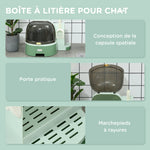Maison de toilette, bac à litière fermé pour chat Compartiment Inférieur Amovible pour un Nettoyage Facile Pelle inclus