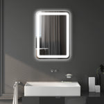 Miroir de salle de bain rectangulaire LED fonction anti-buée luminosité réglable fonction mémoire 70 x 50 cm argent