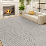 Tapis salon 160 x 120 cm, tapis à poils épais géométrique, moelleux et antidérapant, gris