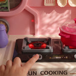 Cuisine pour Enfants Interactive, 33 Accessoires, avec Sons, Lumières, Rangement, 3-6 Ans, 67x25x87cm, Rose