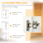 Buffet haut cuisine, armoire de cuisine avec 3 portes, 3 tiroirs et plan de travail, 60 x 40 x 160 cm, blanc