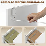 Caisson de bureau, meuble de rangement 2 tiroirs 2 barres pour dossier suspendu, verrouillable avec 2 clés 42x40x60 cm